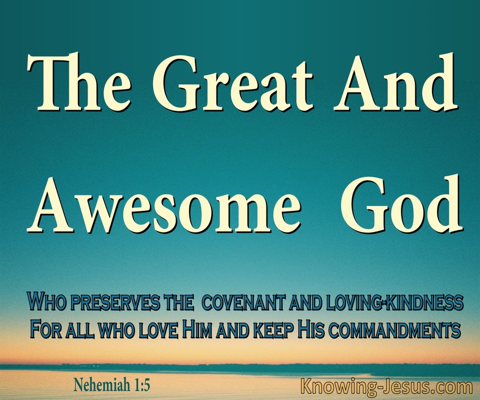 Nehemiah 1:5 The Great And Awesome God (aqua)